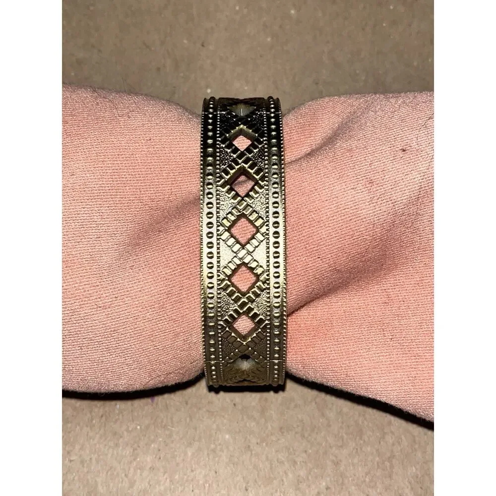 Heidi Daus Double Trouble Bangle Cuff Wrist Watch Swarovski Crystals Brass Tone
